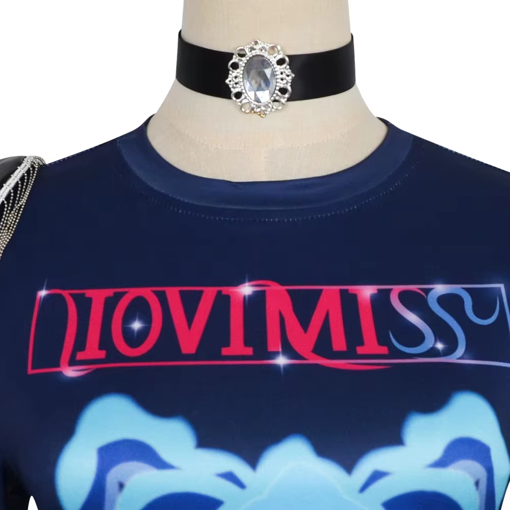 Ensemble de vêtements de cosplay pour femmes, t-shirt, gants, jupe, pendentif, tenue uniforme, costume de fête d'Halloween, carnaval