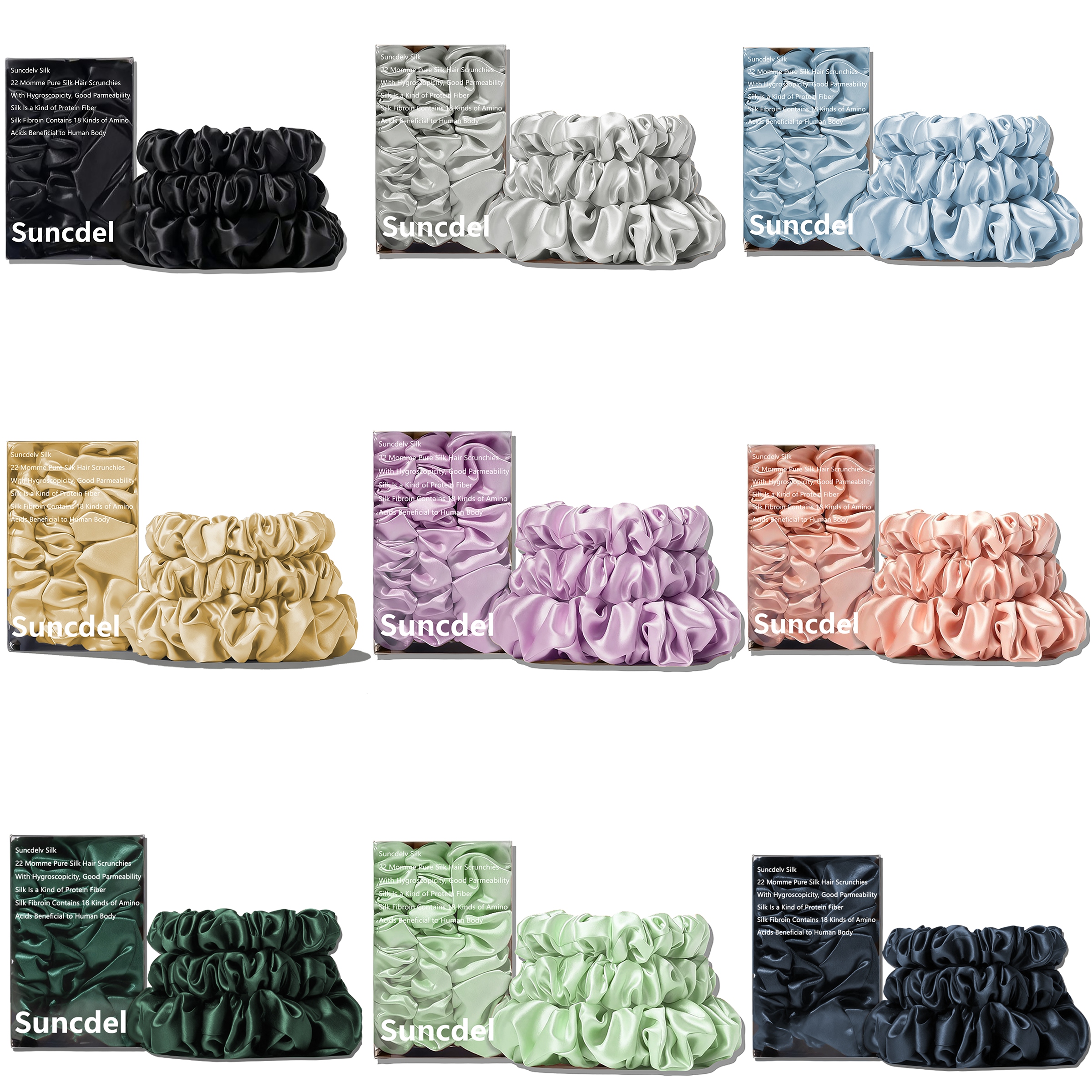[Chouchous en soie pour cheveux] Ensemble de chouchous pour cheveux 3 pièces 100 % pure soie de mûrier, style minimaliste élégant, bandes pour cheveux de haute qualité.
