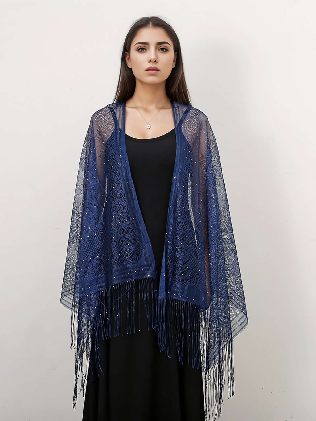 Robes de soirée brodées à paillettes Kendny pour femmes, châles, haussements d'épaules de mariage, cape de fête transparente, creux, patients, demoiselle d'honneur