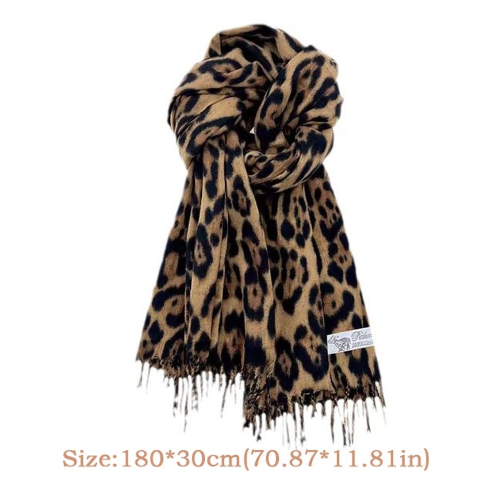 Mode léopard glands châle Imitation cachemire épaissi Foulard Pashmina Hijabs coupe-vent hiver chaud écharpe cou plus chaud