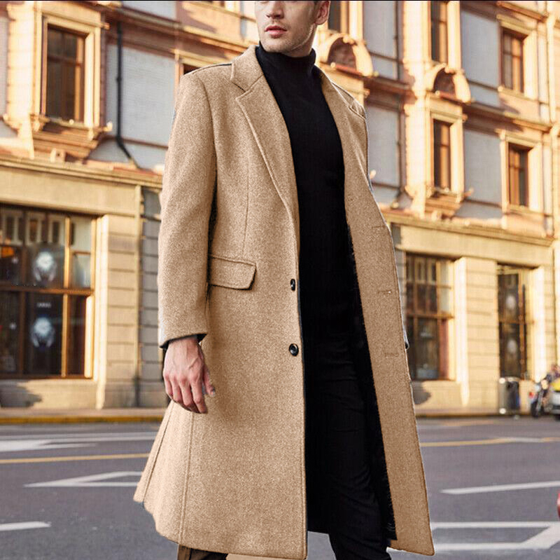 Vestes en laine mi-longues pour hommes, pardessus confortables pour hommes d'affaires, style britannique, vêtements de luxe, automne, hiver