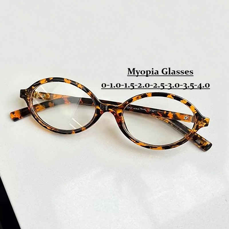 Lunettes de myopie pour femmes, monture ovale Vintage, blocage de la lumière bleue, lunettes de vue proche, 0-1.0-1.5-2.0-2.5-3.0 ~ ~-4.0