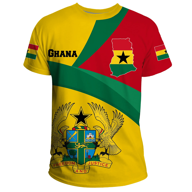T-shirt de sport respirant à séchage rapide pour homme, imprimé 3D drapeau du Ghana, maillot de football d'extérieur, club de fans, vêtements à manches courtes parent-enfant