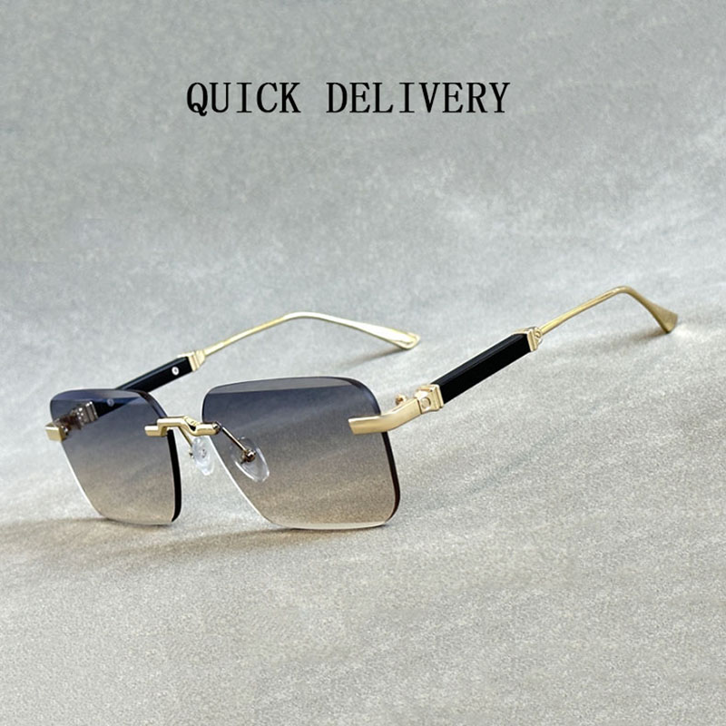 Lunettes De soleil design pour hommes Vintage lunettes De soleil sans monture femmes à la mode luxe carré lunettes De mode Vintage Gafas De Sol Hombre