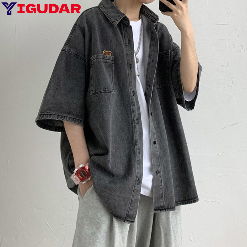 2025 chemises hommes vêtements mode à manches courtes été Style coréen ample tout-match Cargo beau Homme solide hauts Harajuku