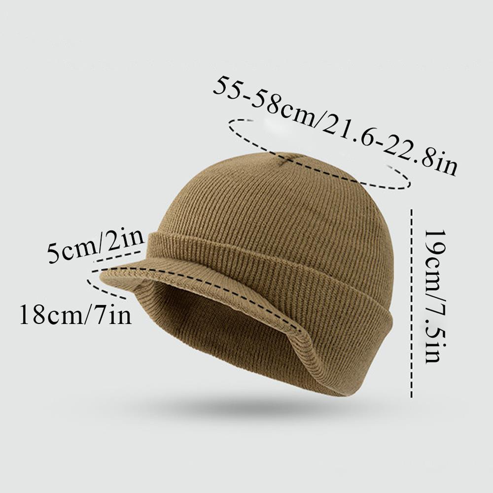 Bonnet d'hiver pour homme, bonnet doux et tendance, unisexe, à bord court, chaud, tricoté, épais, à visière, pour sports de plein air, en laine