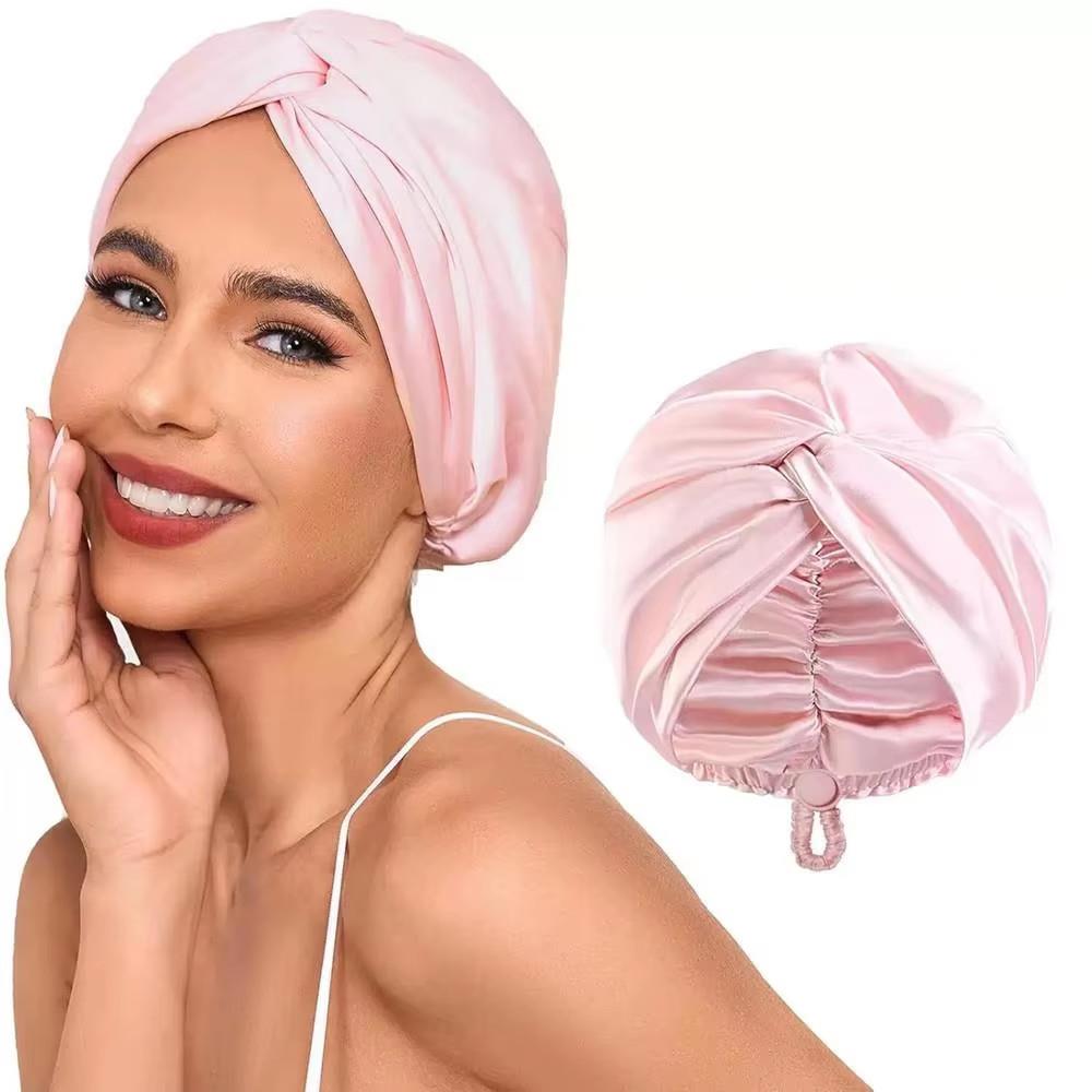 Bonnet en soie pour femmes endormies, Bonnet de cheveux en Satin, Bonnet de nuit, écharpe enveloppante pour cheveux bouclés avec bandeau à nouer, Turban en soie solide