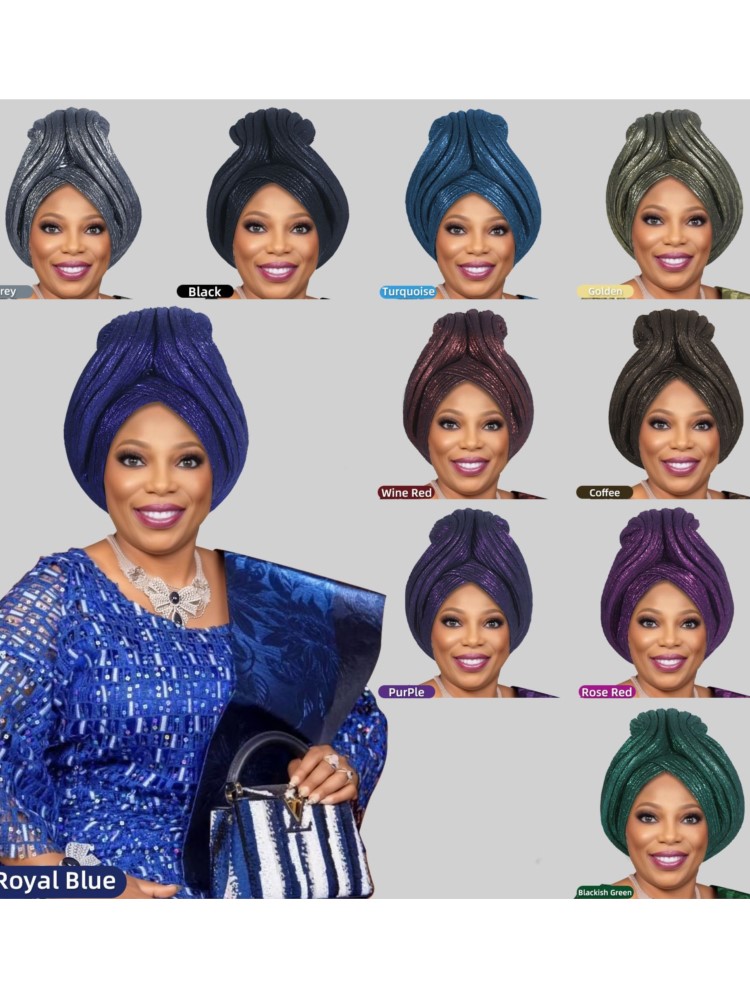 Casquette Turban plissée à paillettes pour femmes, enveloppe de tête pour dame, foulard musulman, chapeau, couvre-chef africain, 2025