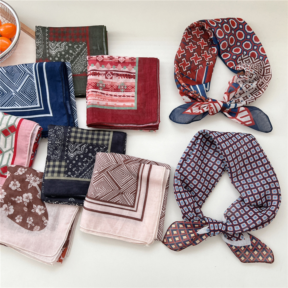 55cm dames mode doux coton carré écharpe bandeau foulard foulard enveloppement Turban Bandanas bandeau châle accessoires