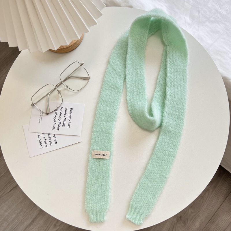 Écharpes tricotées de Style coréen, écharpe fine à la mode en peluche longue et solide pour femmes, Imitation fourrure de vison Y2K pour filles, écharpe chaude