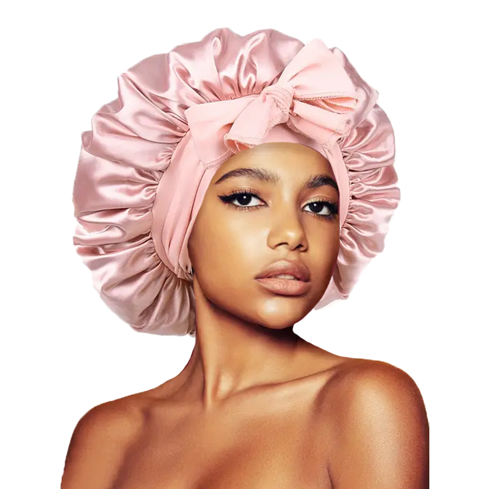 Bonnet en satin extra large avec nœud pour cheveux naturels, bonnet de nuit réversible en soie pour tresses, protection ajustable pour les cheveux la nuit