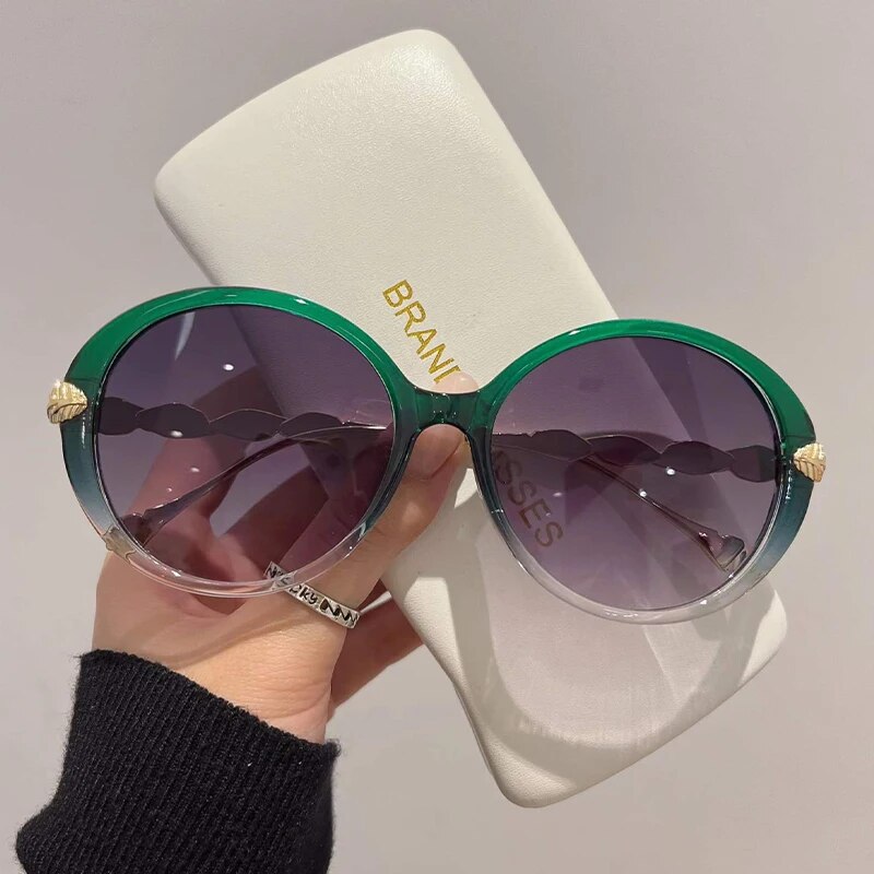 Lunettes de soleil rondes rétro pour femmes, monture vintage tendance, de marque de luxe, pour hommes, protection UV