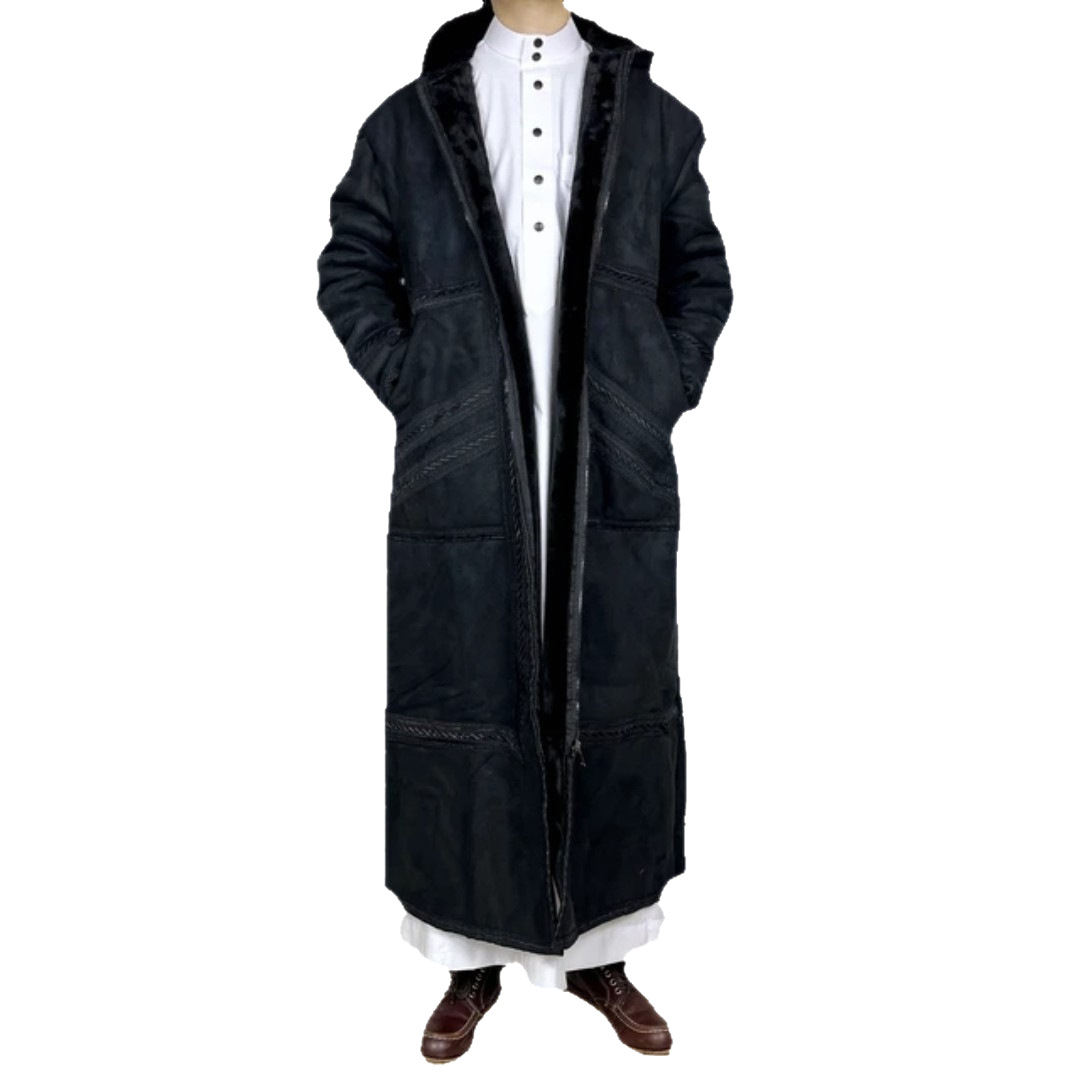 Qamis pour homme en faux daim, cardigan à capuche, épais, avec poches, chaud, hiver, musulman, islamique, arabe, Kaftan, Eid, prière, Jubba