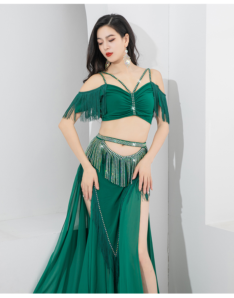 Costume de brevdu Ventre pour Femme, Tenue de Groupe, Jupe Longue, Entraînement, Everhing, Franges, Wraps, Shimmy, Écharpe Triangulaire