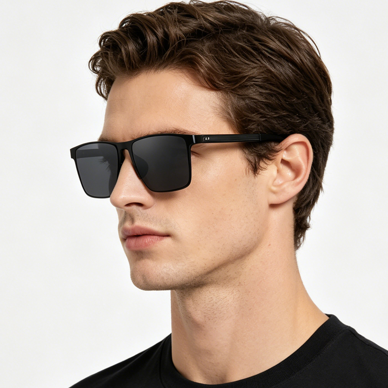 Lunettes de soleil polarisées carrées classiques pour hommes, verres en nylon HD, réduisent l'éblouissement, lunettes décontractées pour la conduite et les voyages