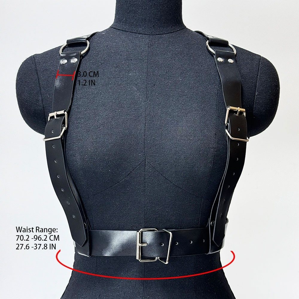 Ceinture large en cuir PU tendance pour femme, harnais de poitrine gothique, bretelles Harajuku, accessoires vestimentaires