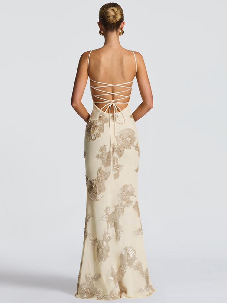 Cutenew tendance sans manches femmes Maxi robes mode Sexy bretelles col bas dos nu pansement moulante femme fête longue Robe