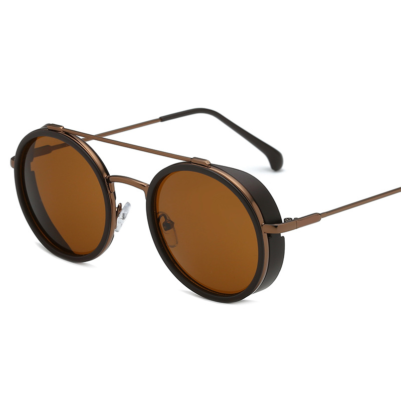Lunettes de soleil pour hommes Lunettes punk de haute qualité Lunettes de soleil circulaires rétro Lunettes de soleil photo de rue à la mode Lunettes d'extérieur à monture en alliage