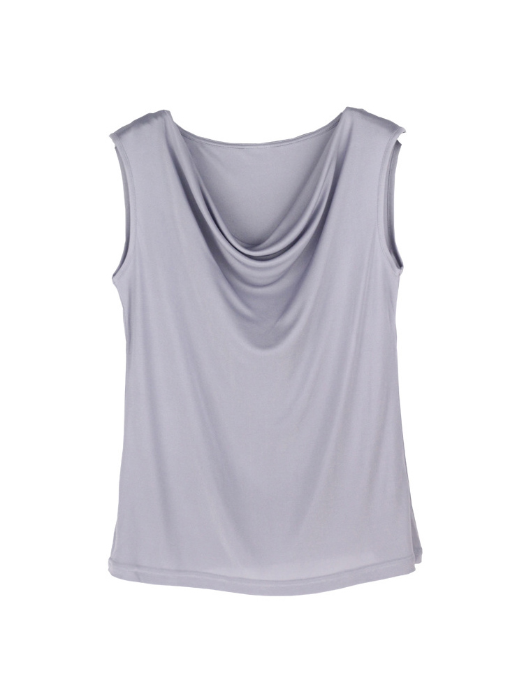 SuyaDream soie naturelle femmes Jersey réservoirs col drapé solide gilets d'été 2025 été t-shirt blanc noir rose