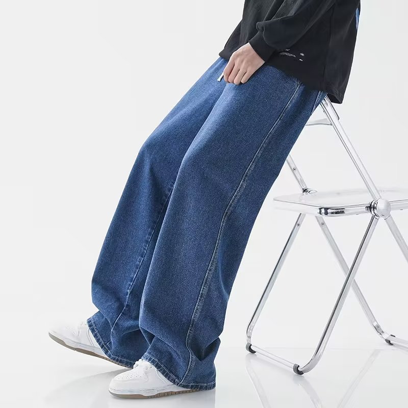 Pantalon Homme Nouvelle Collection 2024 – Jean Coréen Décontracté Coupe Droite Classique pour Homme – Jean Large Tendance Streetwear