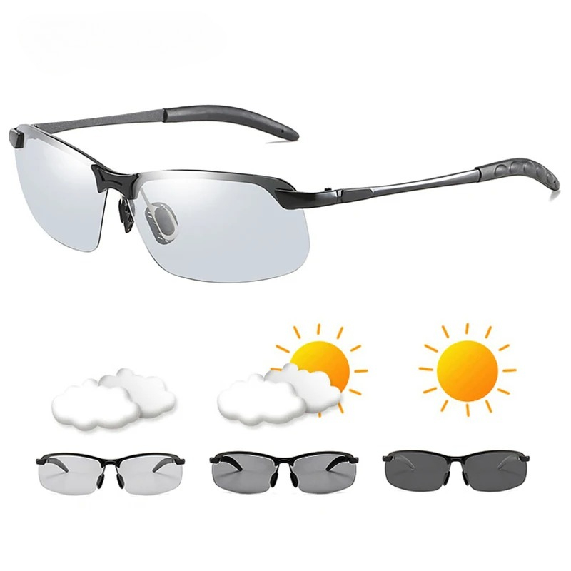 Lunettes de soleil polarisées photochromiques pour hommes, pour la conduite, la pêche, caméléon, changement de couleur, Vision jour et nuit, UV400