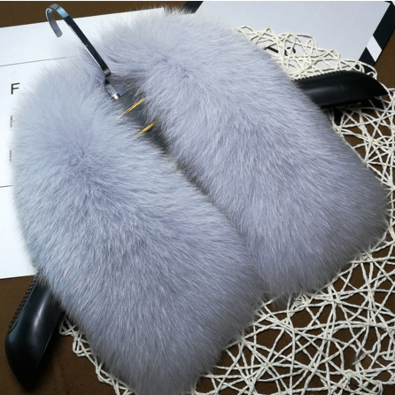 Écharpe en fourrure de renard hiver femmes 100% véritable col de fourrure carrée pour manteau vestes foulards en fourrure naturelle cou châles chauds pour hommes 50-60 cm
