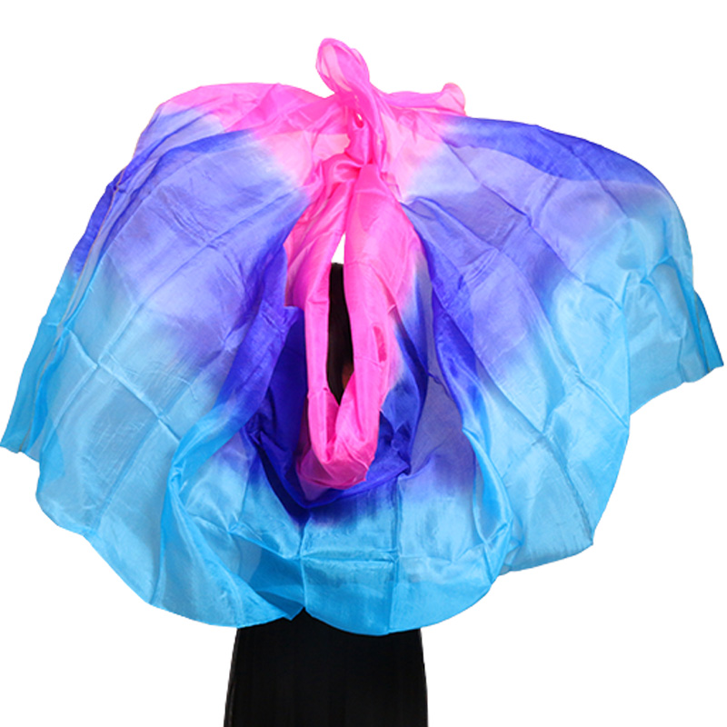100% véritable voile de soie châle femmes écharpe accessoire de Costume personnalisé à la main teint voile de soie danse du ventre pur naturel voile accessoires