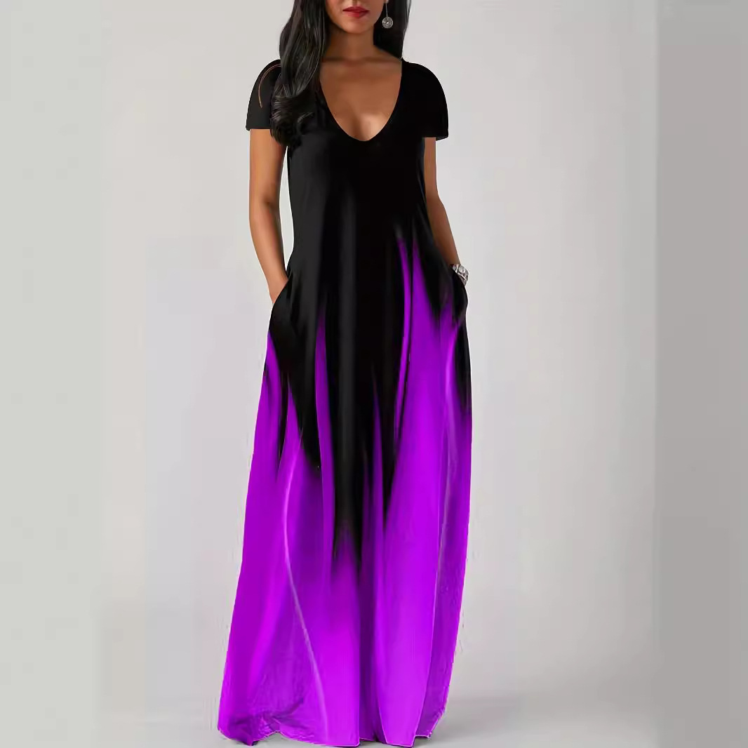 Femmes 1XL-5XL grande taille nouvel été ample imprimé décontracté Sexy femmes robe poche longue robe vitrines charme personnel