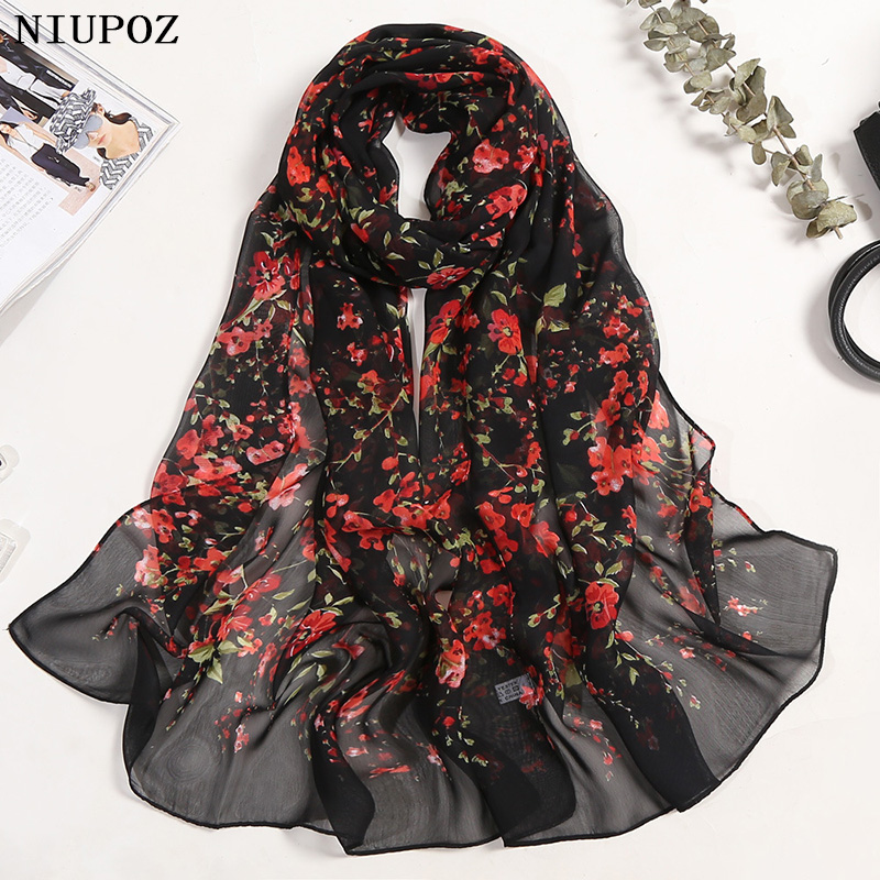 Prune Bossom été en mousseline de soie écharpe femmes Foulard châle Bandana élégant plage Protection solaire de haute qualité
