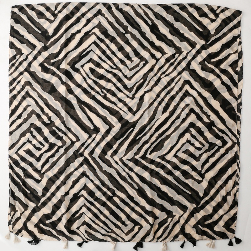Écharpe de luxe pour femme à rayures zébrées, châle d'été bohème à franges, écharpe en viscose, pashmina, hijab musulman 180*90 cm