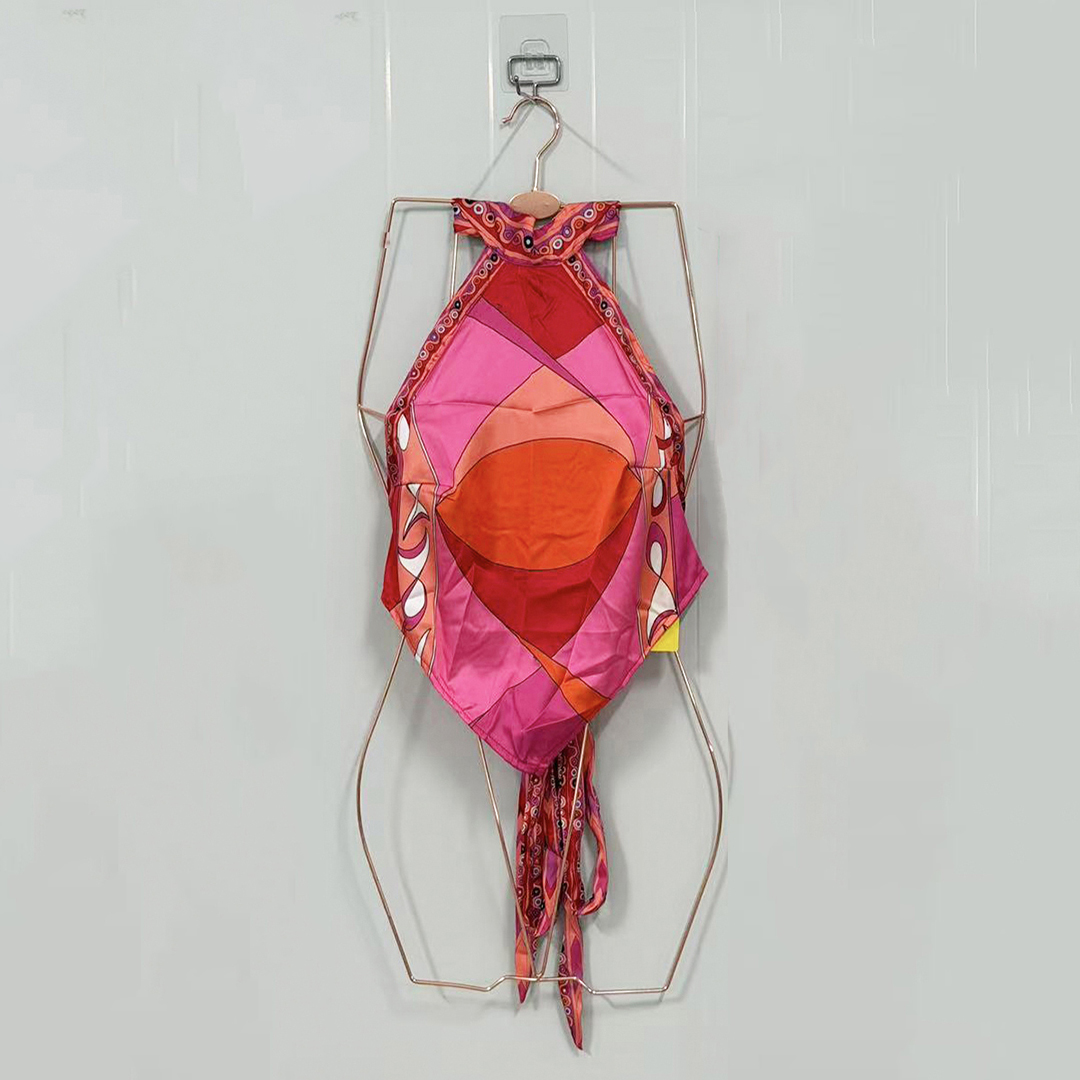 Ensembles de hauts et shorts de plage pour femmes, design de luxe, avec foulard à ruban rouge et logo signature de créateur, style classique de marque