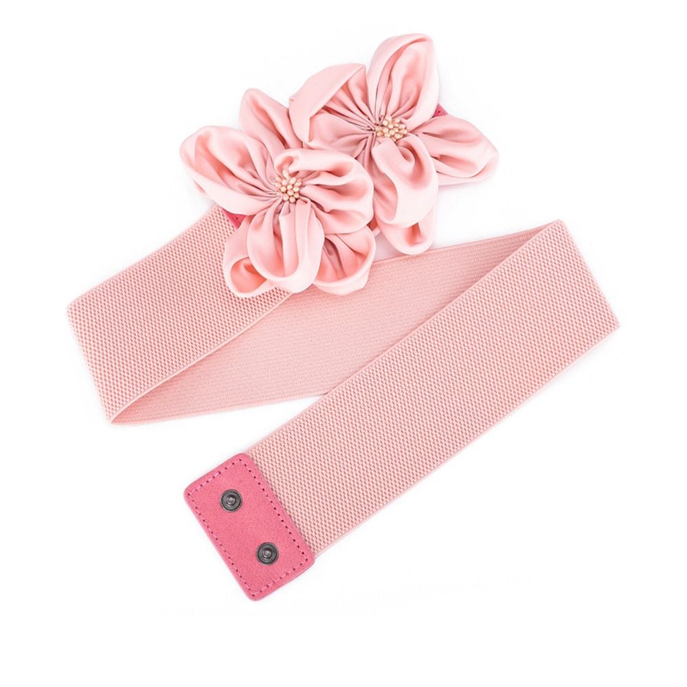 Femmes mode florale large ceinture élastique Chic décontracté grandes fleurs ceinture à la mode taille bande jupe robe manteau décor accessoires