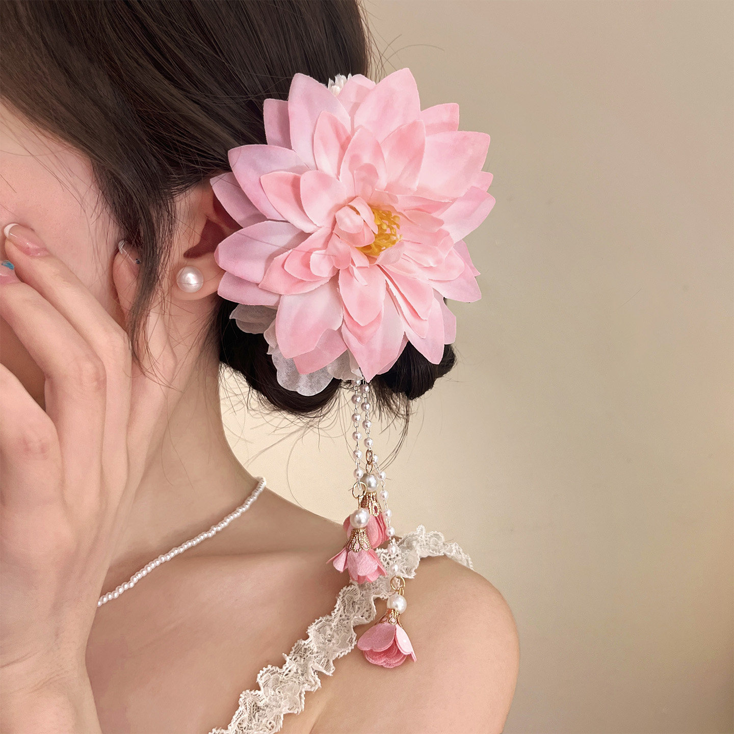 Pince à cheveux en tissu de soie pour mariage, avec gland d'hortensia, accessoire capillaire de style chinois traditionnel, bijou élégant