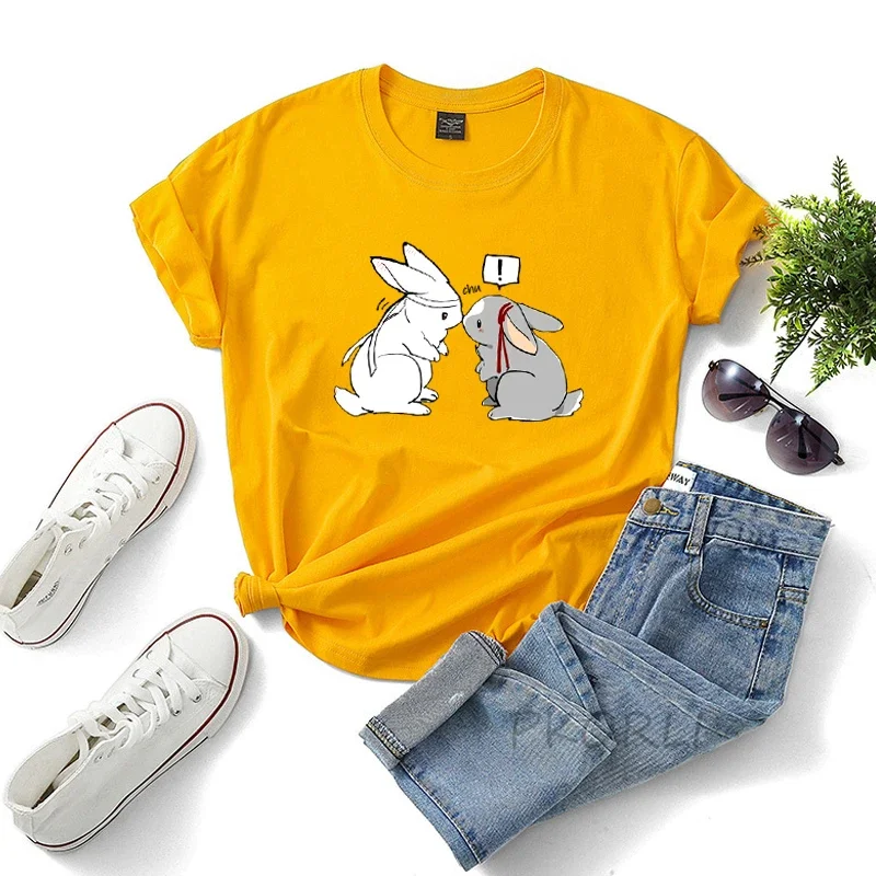 Wangxian Mo Dao Zu Shi t-shirts femmes dessin animé mignon les indomptées baiser lapins t-shirt Anime femme vêtements