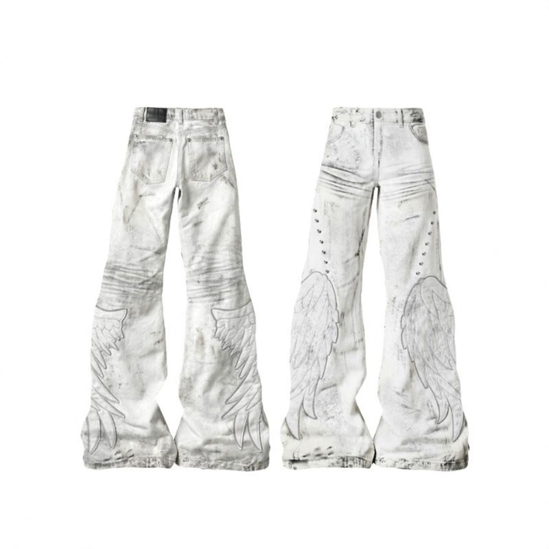 Jeans pour hommes, nouvelle mode d'été, jeans décontractés rétro lavés, pantalon large blanc polyvalent