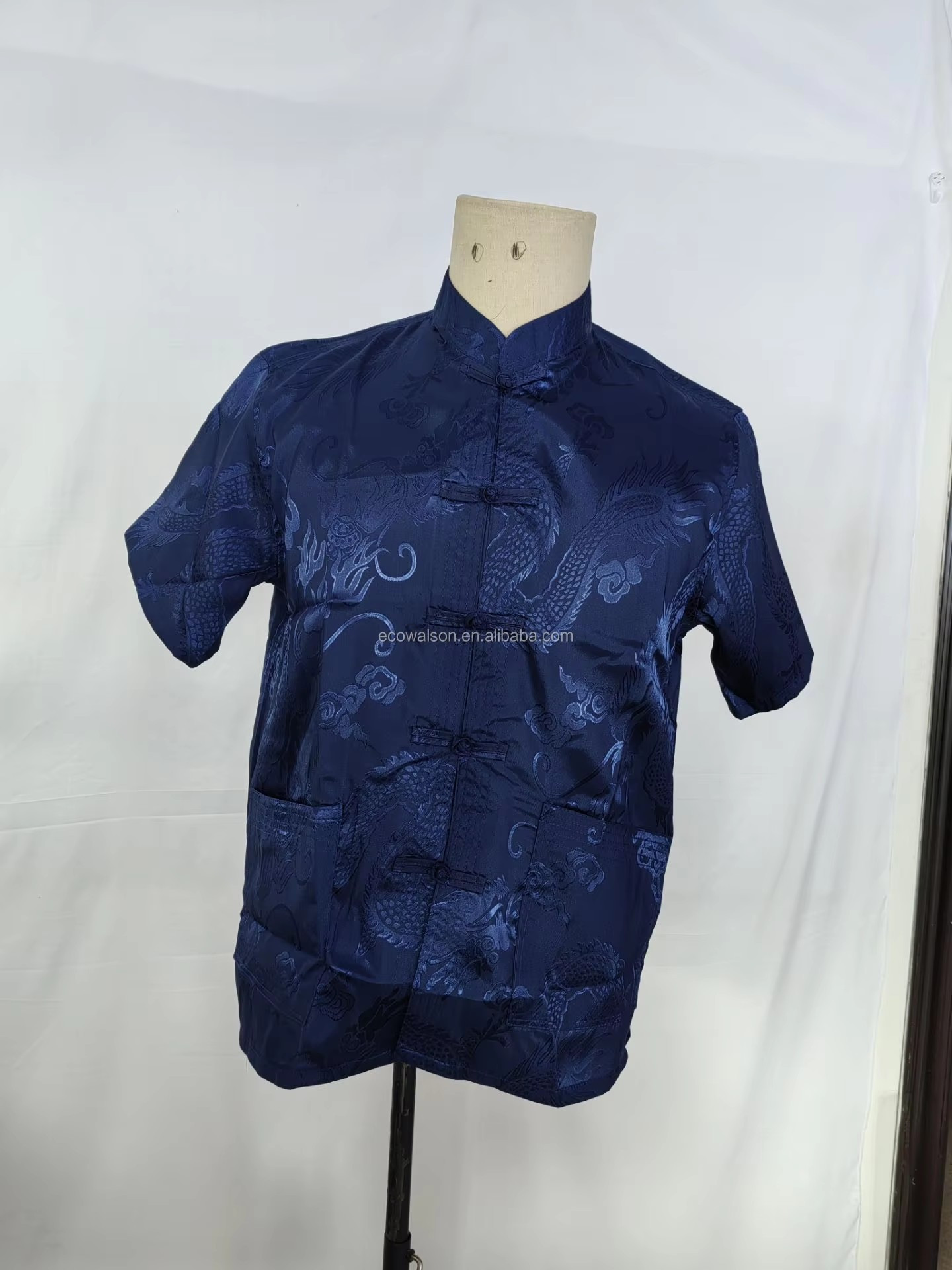 Vêtements traditionnels chinois pour hommes, costume Tang rouge Hanfu, chemise à manches courtes, Vintage Kung Fu chinois, hauts brodés