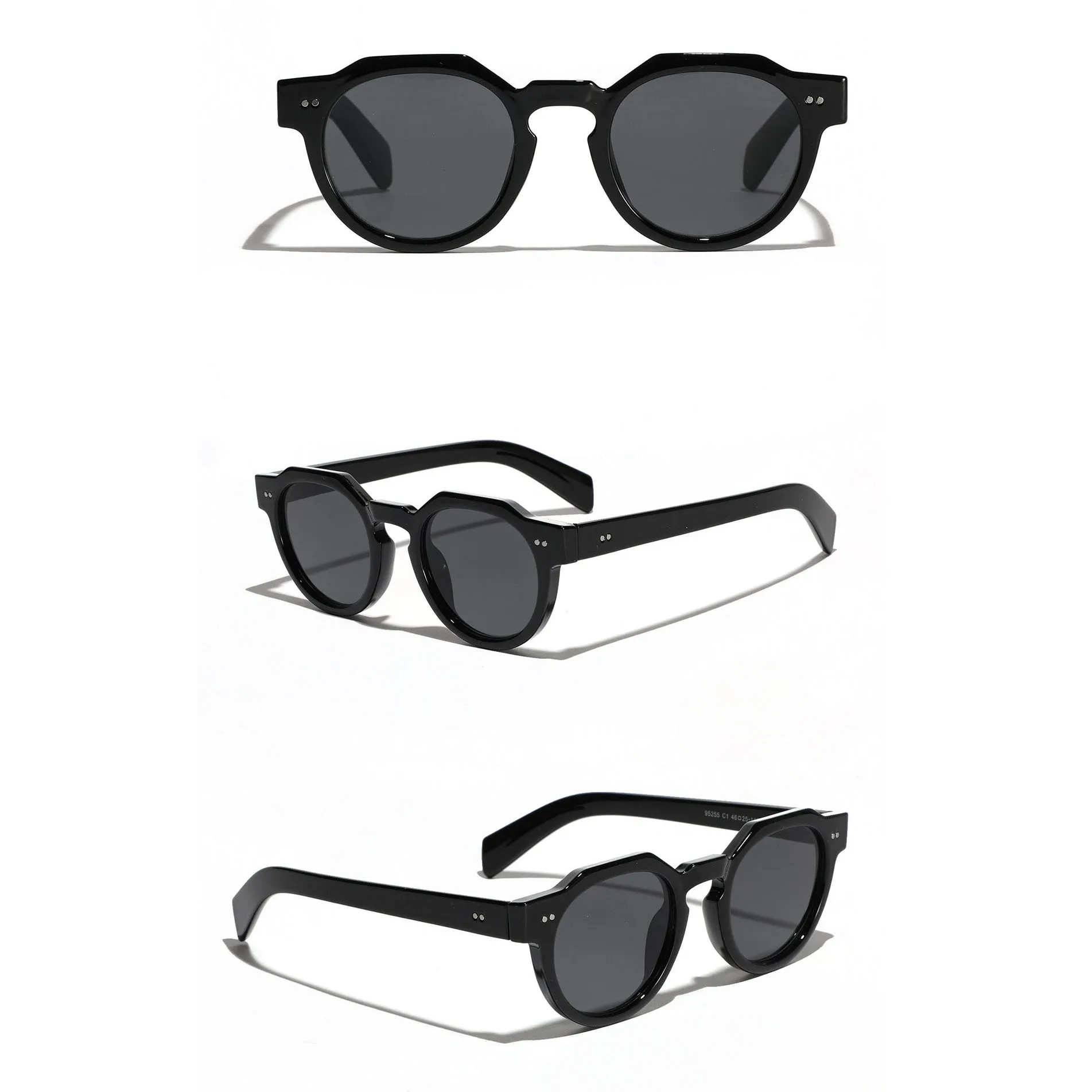 Lunettes de soleil rondes classiques à rivets pour hommes et femmes, lunettes de soleil punk, rétro, hip hop, vintage, extérieur, créateur de marque de luxe, UV400, nouveau, 2025