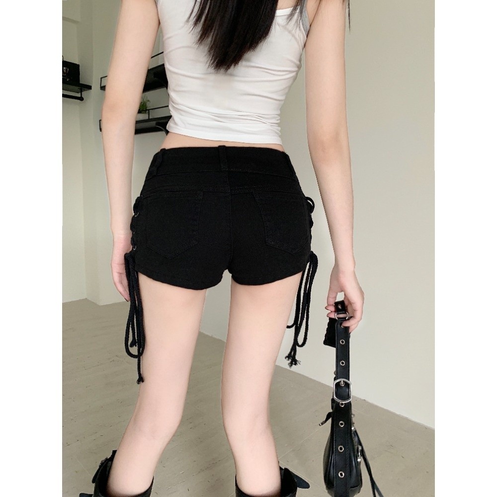 Shorts en jean taille basse pour femmes, shorts en denim extensibles Y2k, style Kpop, pantalon court gothique, vêtements d'été