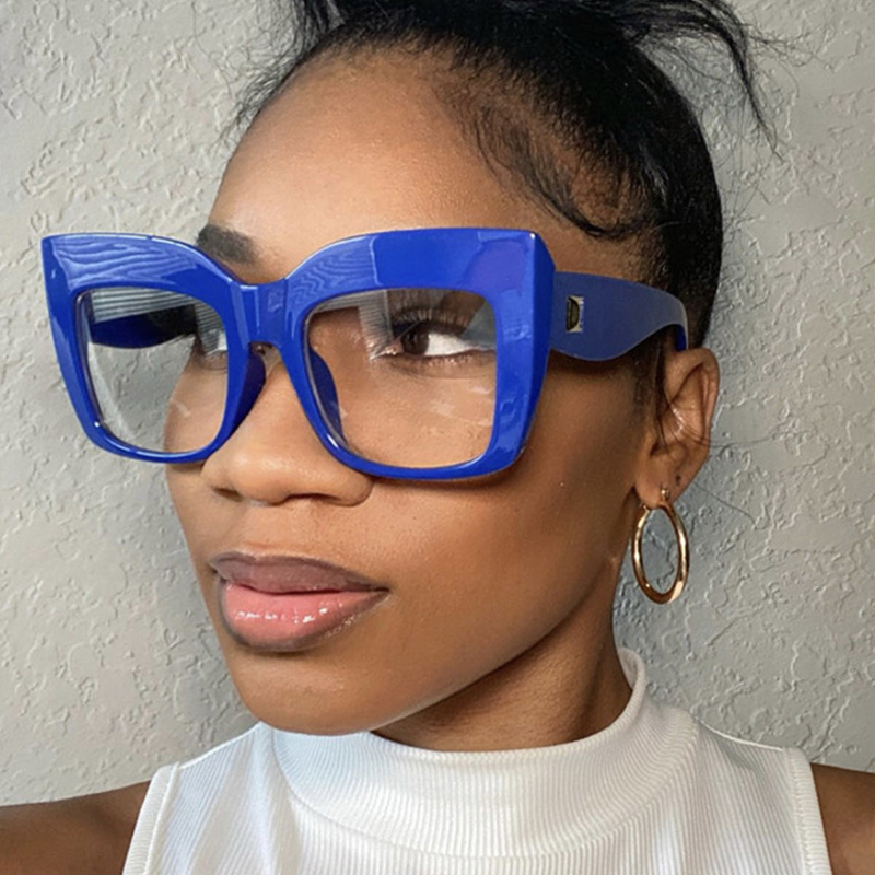 Montures de lunettes carrées surdimensionnées pour femmes, verres optiques Anti-lumière bleue, marque de luxe, grandes lunettes