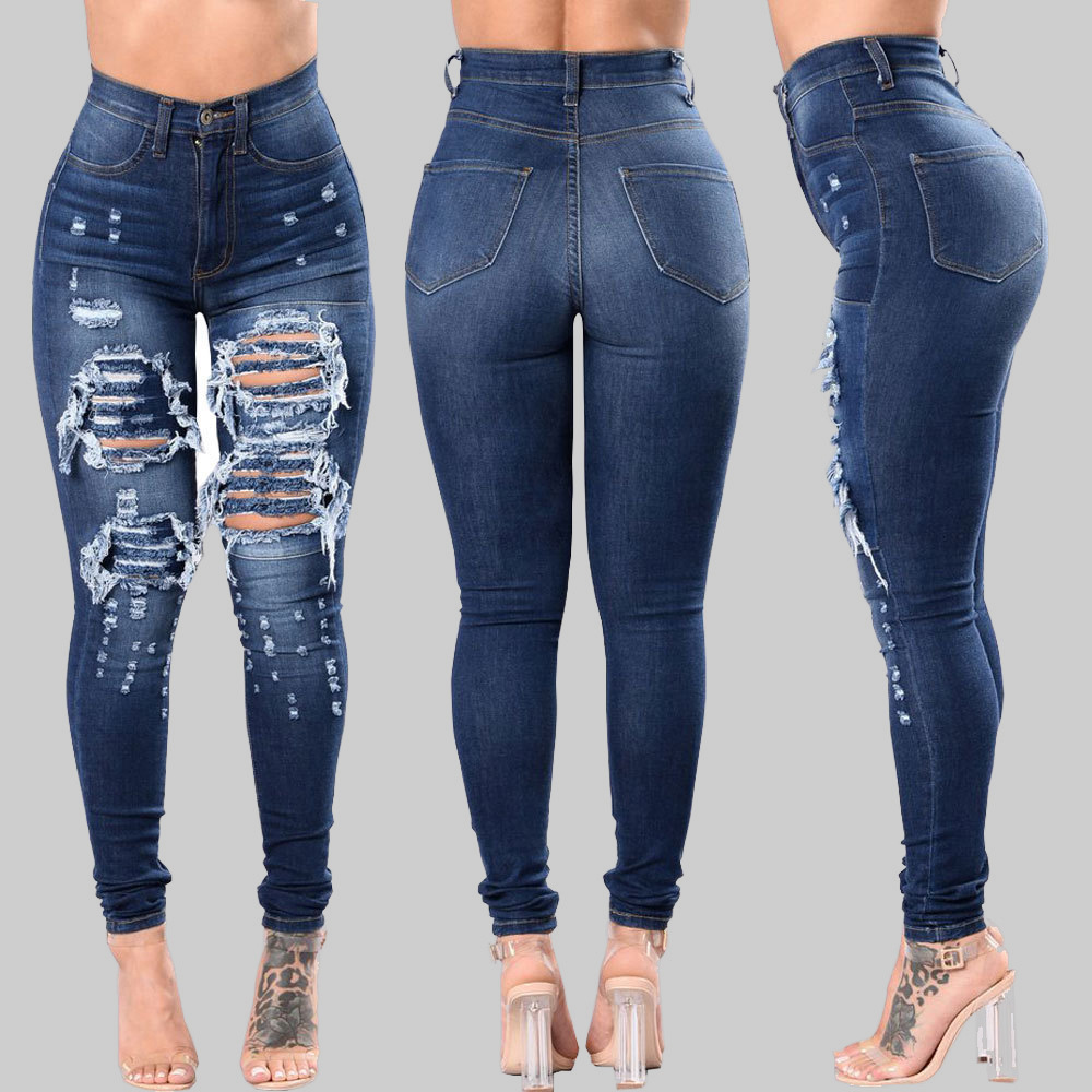 Nouveau concepteur Denim femmes 2025 taille haute déchiré Jean pour femmes maigre noir blanc Jean Femme élastique mince Jean Femme Femme