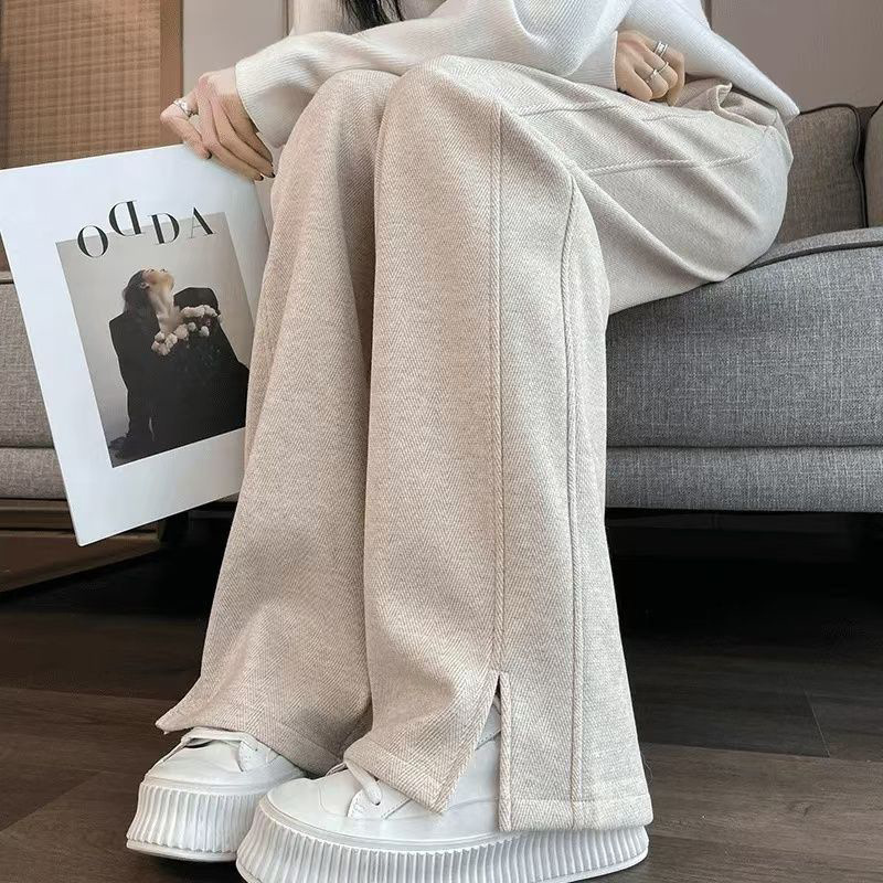 Pantalon à jambes larges taille haute coupe droite vente de trajet mode coréenne pantalon décontracté pour les femmes automne hiver
