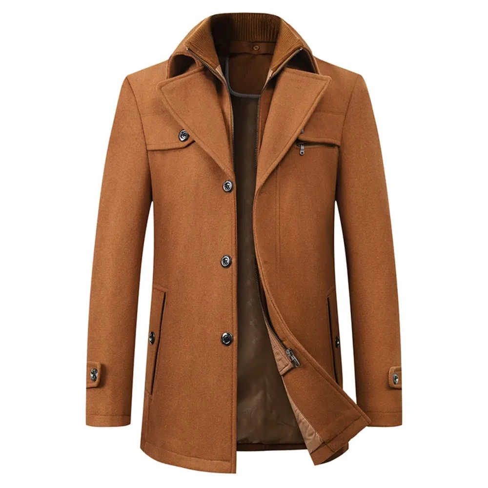 Manteau en laine à double col pour hommes, pardessus d'automne et d'hiver, vêtements pour hommes, nouveau, 2023
