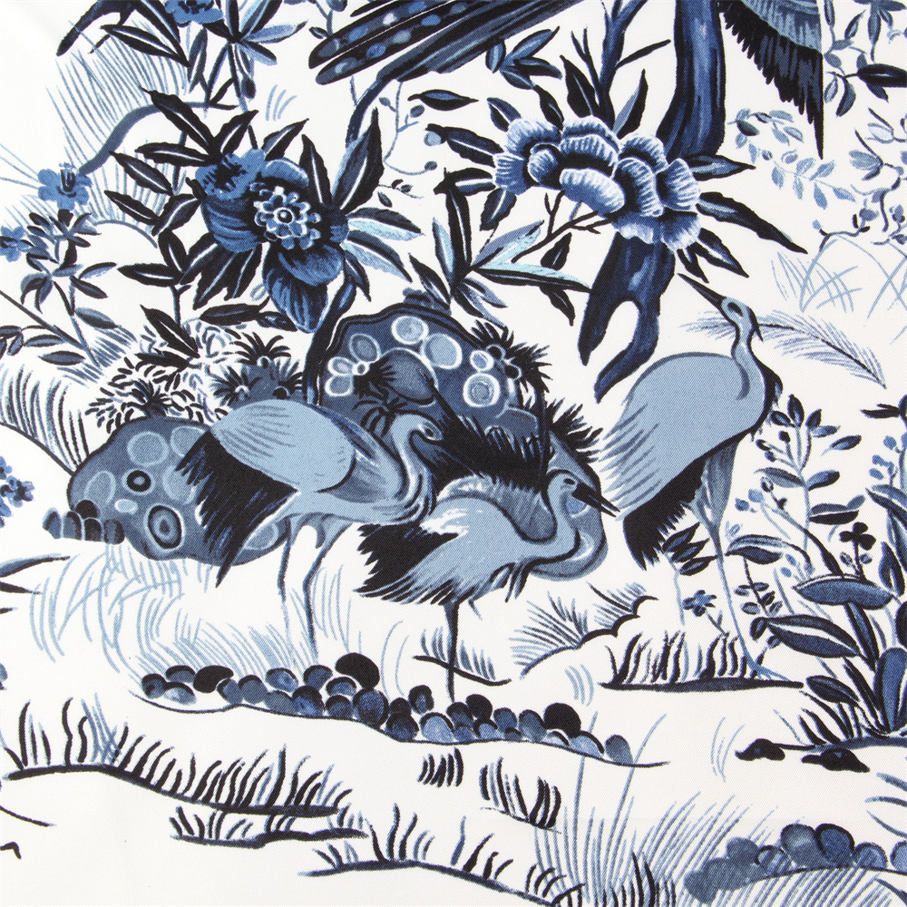 POBING-Foulard Carré de Luxe pour Femme, Grand Châle, Imprimé Arbre et Oiseaux, Bandana, Hijab, 130cm