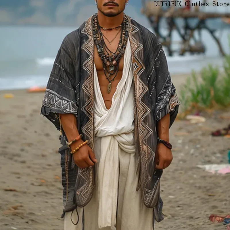 Vêtements de protection solaire de plage décontractés pour hommes, style bohème, châles College de vacances, adaptés aux cardigans pour hommes, de tous les éléments
