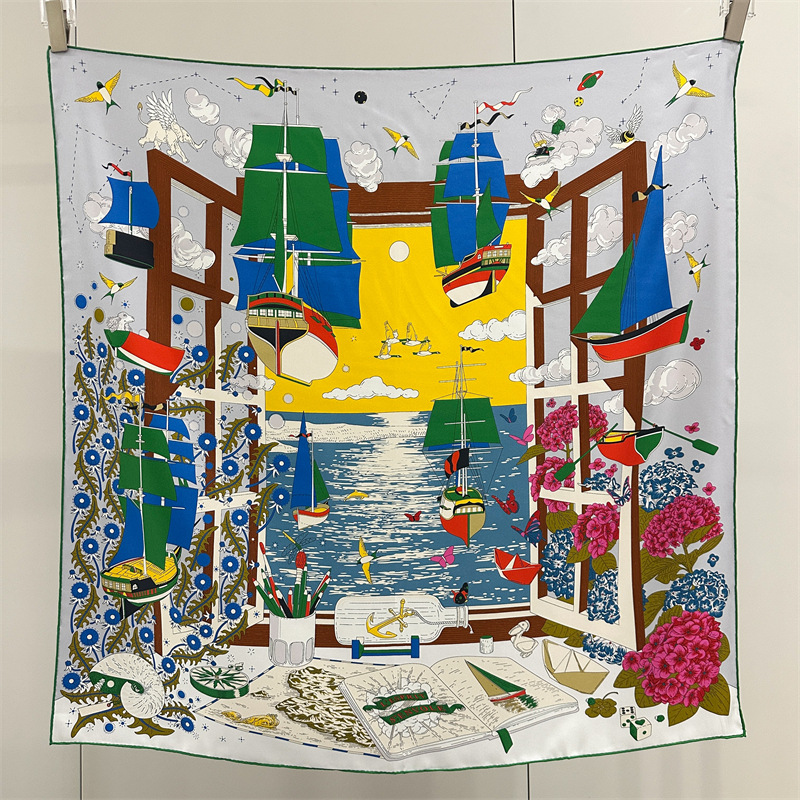 Nouveauté : Foulard en soie de luxe pour femme, imprimé recto, 100 % soie, tendance, 90 x 90 cm
