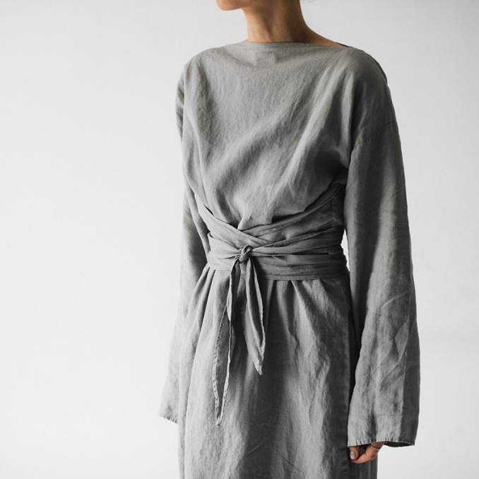 Robe ample en coton et lin pour femmes, manches longues, mode décontractée, couleur unie, avec nœud à lacets, Maxi, élégante, automne 2024
