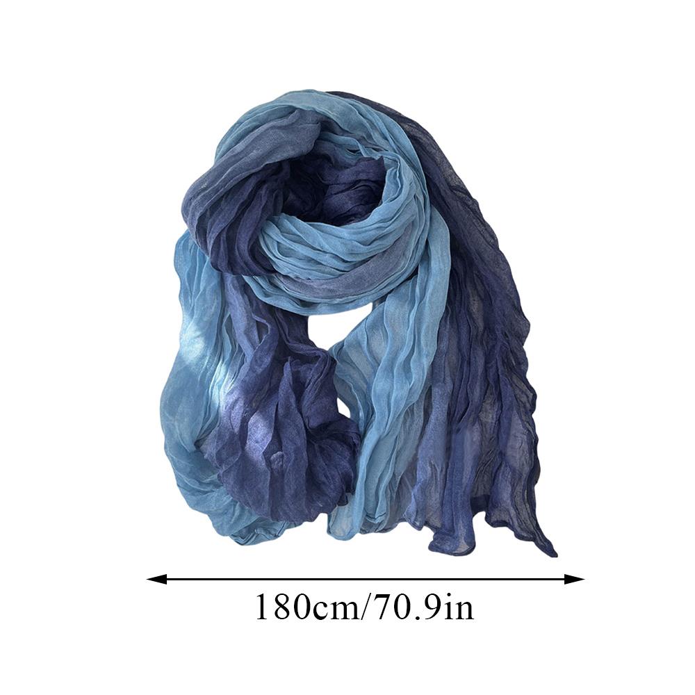 Coton chanvre dégradé couleur écharpe lin rides foulards Long plissé châle doux cravate-teinture foulard longue Hijab écharpe femmes hiver