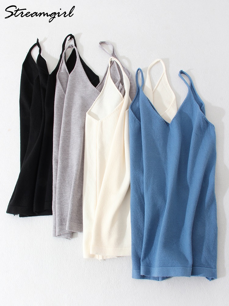 Femmes Tricoté Bretelles Supérieures Base D'été Débardeurs Pour Femmes 2023 Camisoles T-shirts Femmes Tops Été Pulovers Femme Hauts D'été