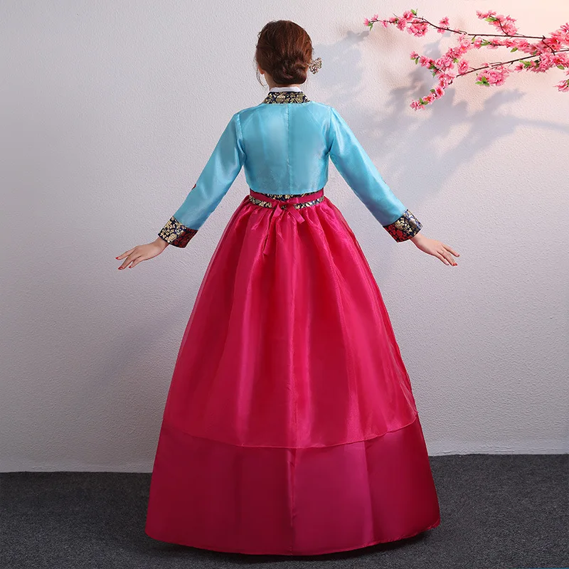 Hanbok pour femmes, Costume traditionnel coréen, vêtements de cour de spectacle de palais minoritaire, robe de danse pour fête de mariage, nouvel an, fleur