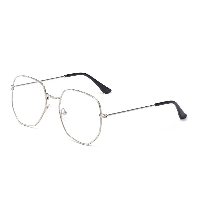 Lunettes de lecture polygonales en métal pour femmes et hommes, monture argentée, verres transparents, légères, lunettes de lecture tendance